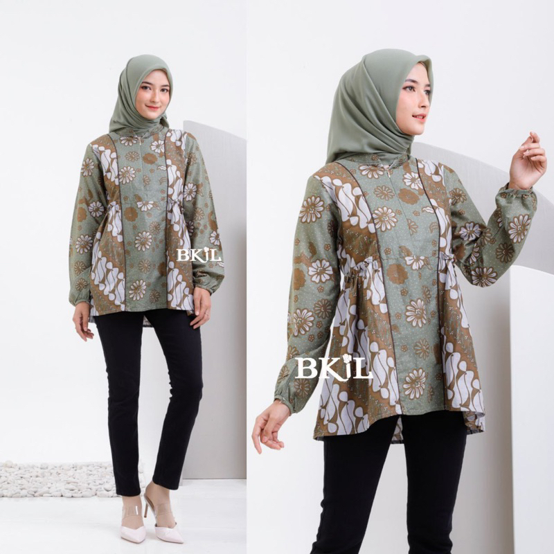 BAJU BATIK WANITA MODERN MONALISA GENES M,L,XL asli PEKALONGAN