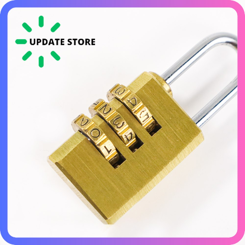 Gembok Koper Padlock 3 Digit Combination Solid Brass 21x53mm - MMS15 - Golden