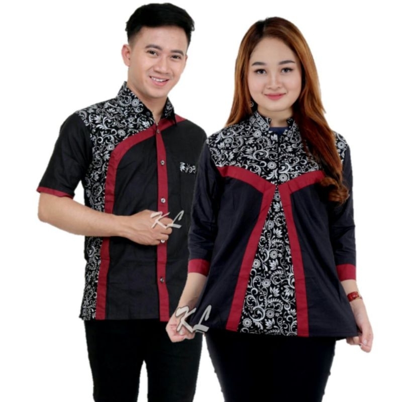 [ PROMO ] BATIK COUPLE ATASAN WANITA KOMBINASI PRADA MODERN