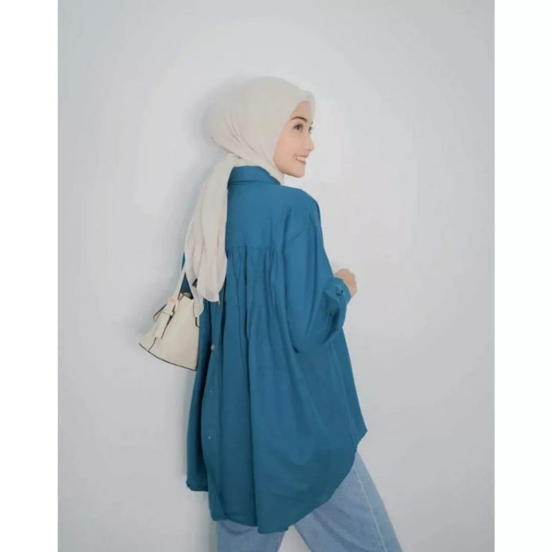 KARINA TOP BLOUSE LINEN KEMEJA WANITA