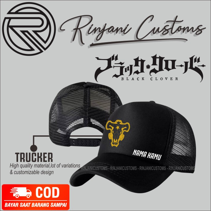 TOPI JARING BLACK CLOVER - TOPI TRUCKER ANIME BLACK CLOVER - TOPI JARING ANIME ASTA - TOPI JARING AS