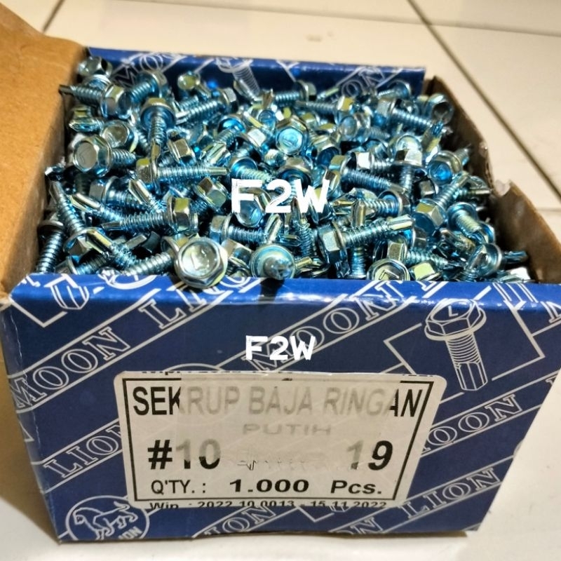 #10X19 BAUT BAJA RINGAN PUTIH MOON LION 10X19 SEKRUP BAJA RINGAN L