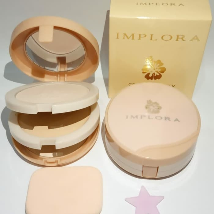 READY STOCK | IMPLORA Bedak Suelutte Compact Powder Two Way Cake 3in1 | Bedak Padat Foundation Powder | Original Product