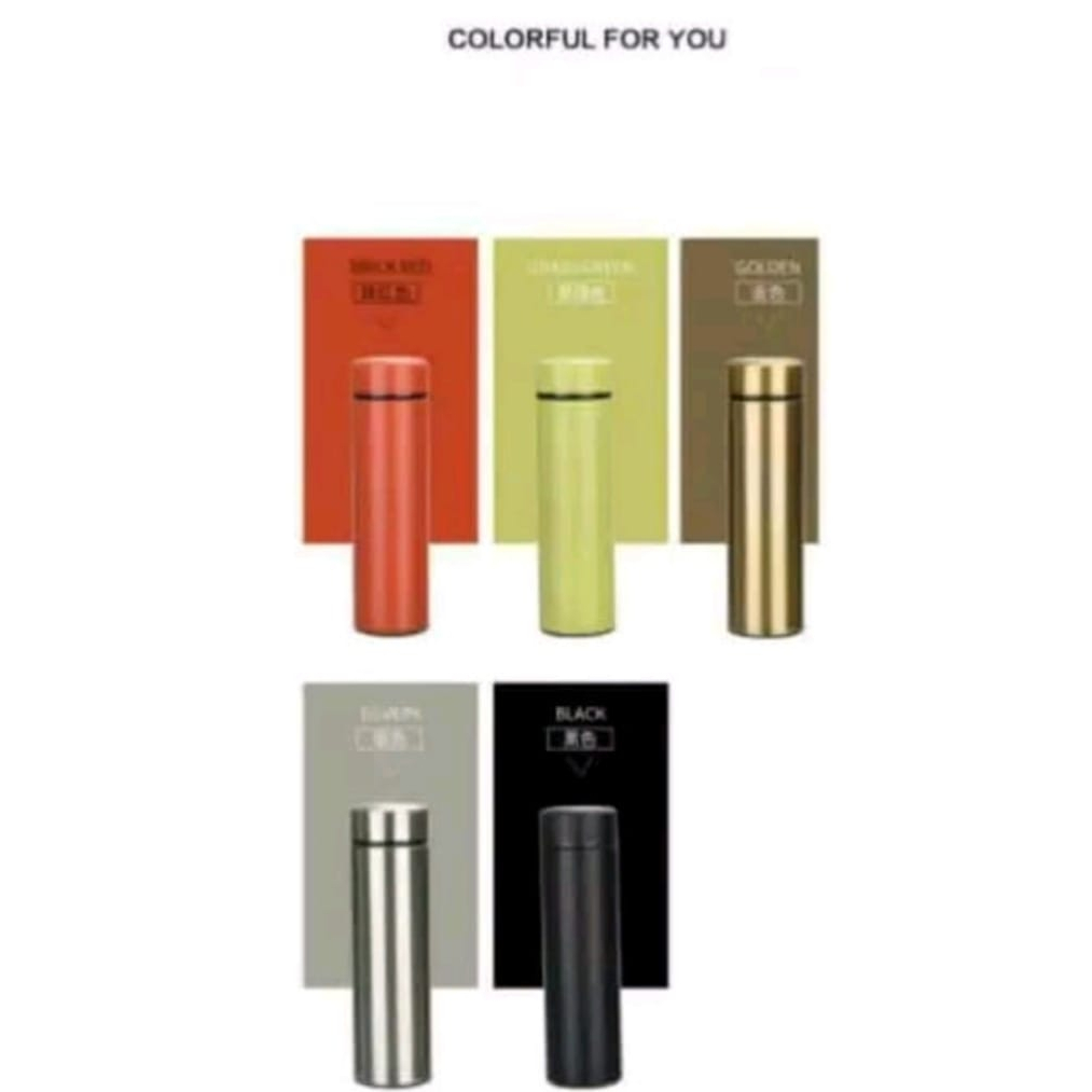 Termos Air Panas 500ml Polos stainless Tahan 24 Jam / Smart Tumbler Thermos Air Panas Mini stenlis 500ml Vaccum Termos Viral Kekinian Model Polos Tahan Air Panas Dan Dingin Stenlis Awet Kuat Tahan Lama