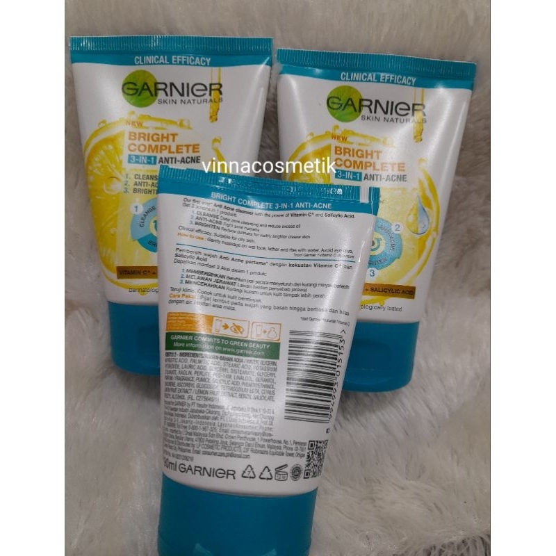 Garnier facial wash 3 in 1 anti acne 90ml Original 100%