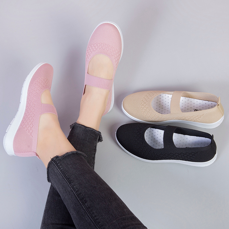 2023 baru sepatu slip on import  flat wanita  rajut premium bernapas   Batavia Shoes Fashion sepatu datar kanvas shoes wanita  A163