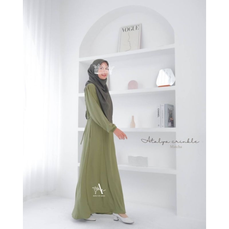 Gamis Atalya bahan crinkle sutra | gamis atalya bahan crinkle airflow | busui friendly