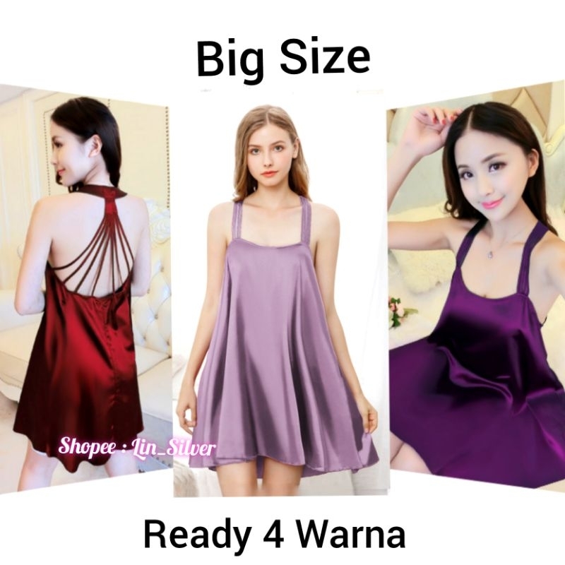 Lingerie Dress / Daster Baju Tidur Cantik Seksi Model Satin Mewah Big Size / Jumbo Wanita Cantik Sexy / Sexy Lingerie Dress L XL XXL