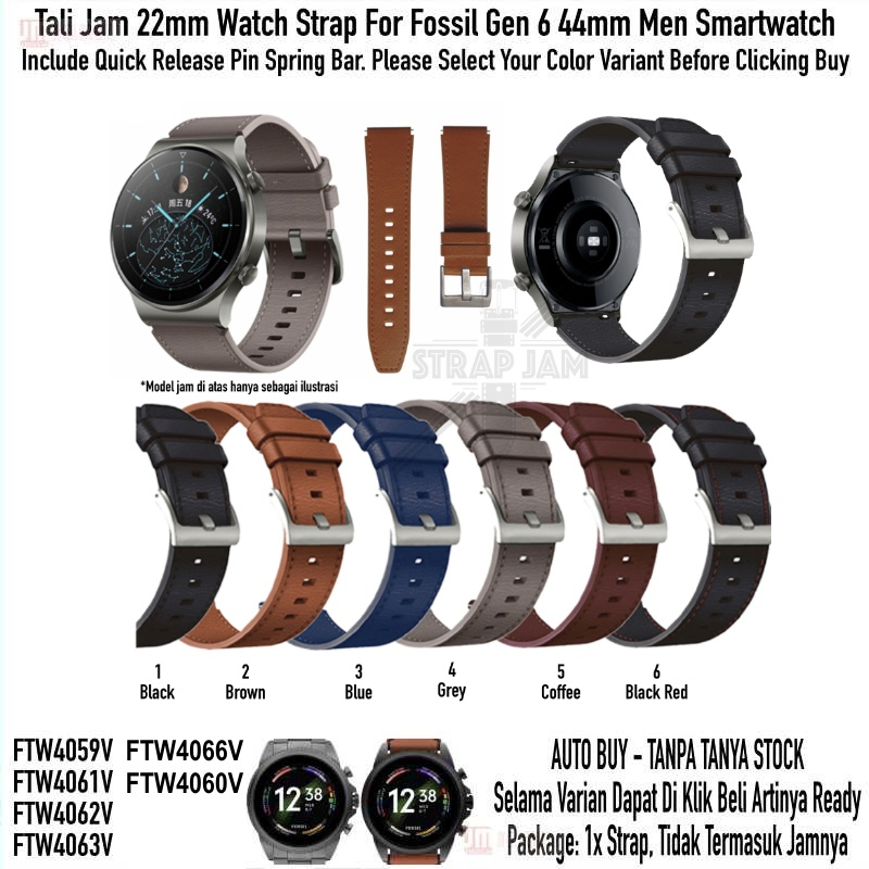 ZGT Tali Jam F0ssil Gen 6 44mm Men - Strap 22mm Leather Kulit Quick Release