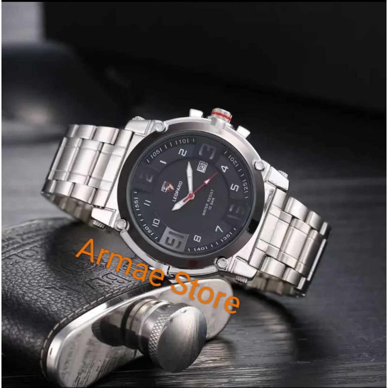 COD Jam Tangan Pria Leopard Rantai Stainlees Steel Water Resist