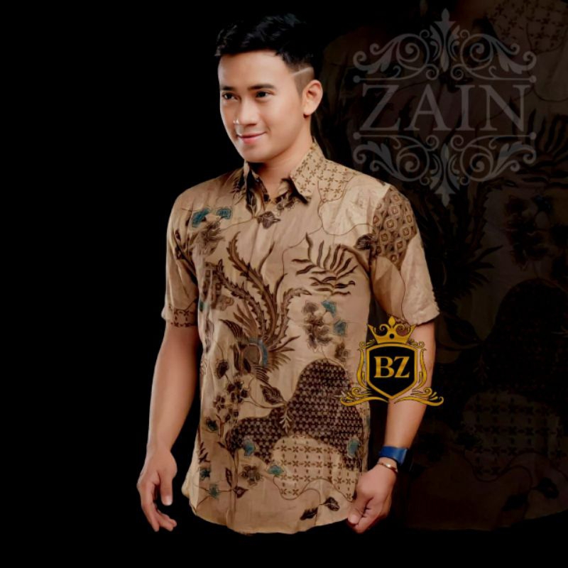 AZMI- Kemeja Batik Pria Lengan Pendek Modern Casual Modis Motif Sultan Exclusive Size M L XL XXL