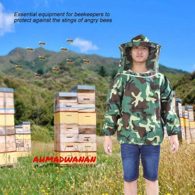 Jaket Pelindung Dari Sengatan Lebah Madu Warna Biru & Hijau Loreng