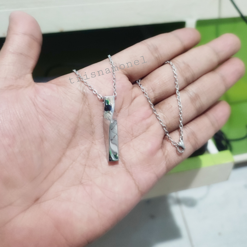 ORIGINAL !!! kalung liontin monel motif kotak untir