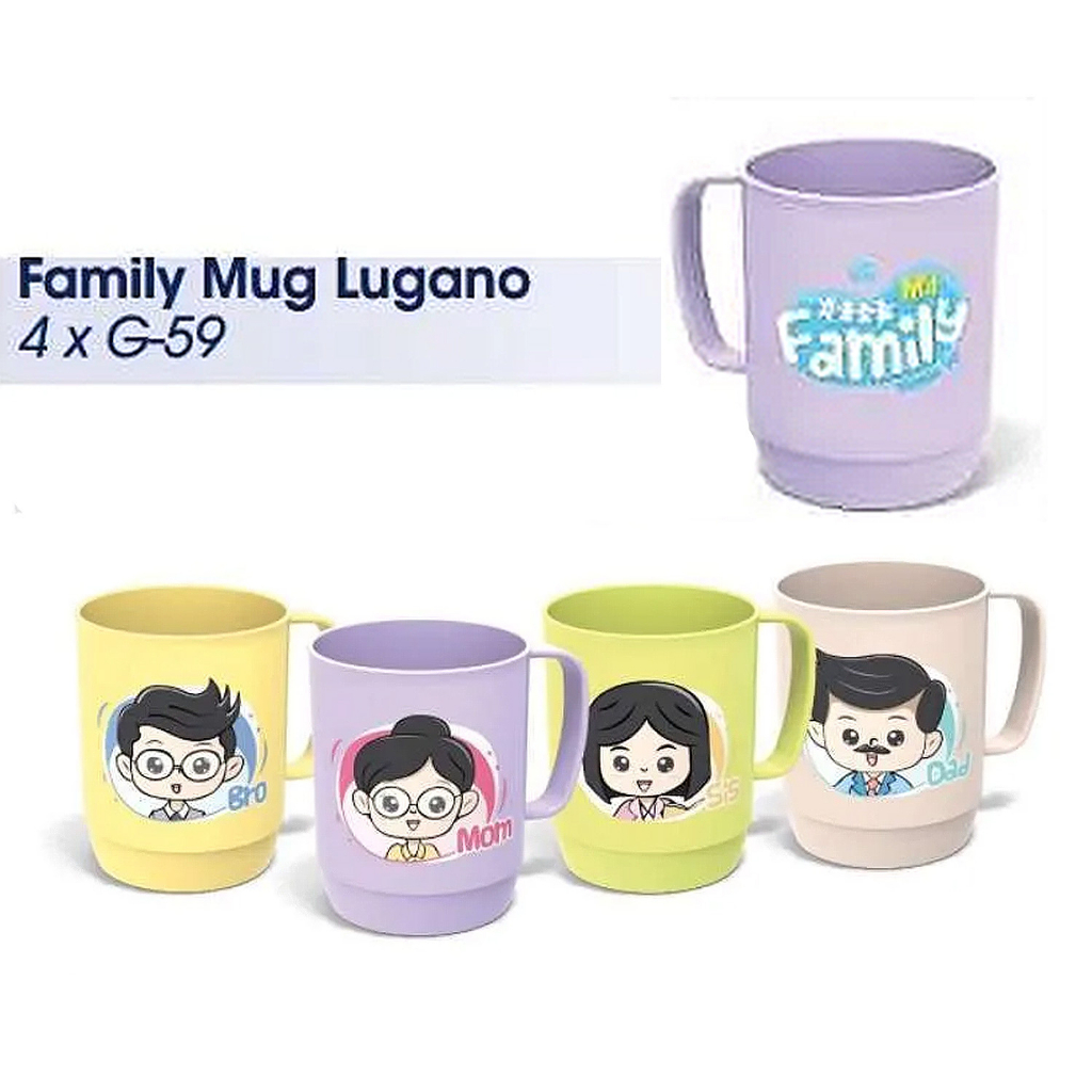 Gelas Mug Set Karakter Family Isi 4 Mug