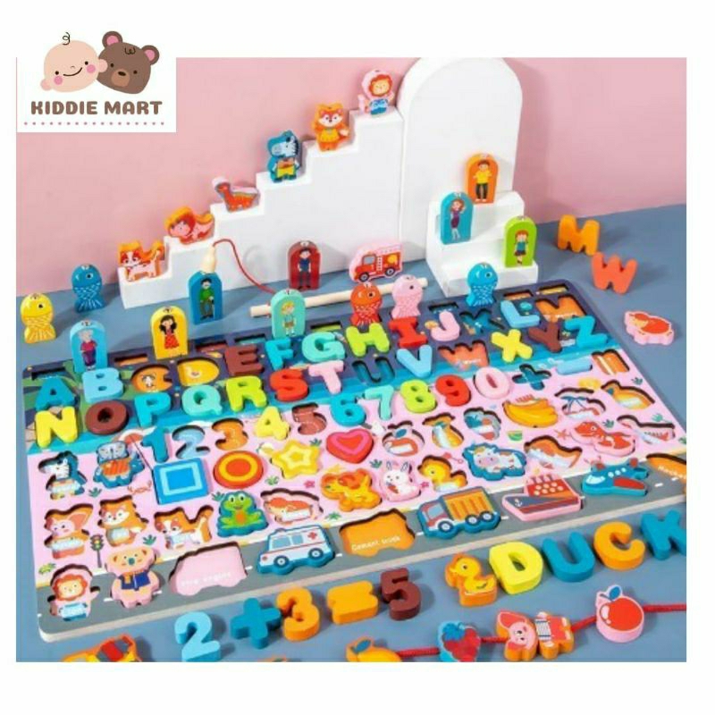 Montessori Games Puzzle Toys 7 in 1 / 8 in 1 / 9 in 1 / 10 in 1 Matching Board Game Papan Mainan Ang