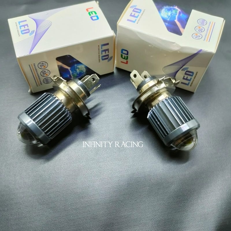 Lampu LED Laser Kaki H4 Nyala Putih & Kuning