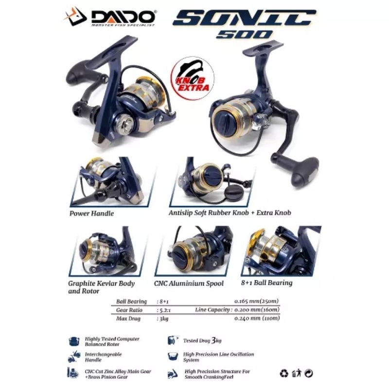 Reel UL Daido Sonic 500 Power Handle Free Knob