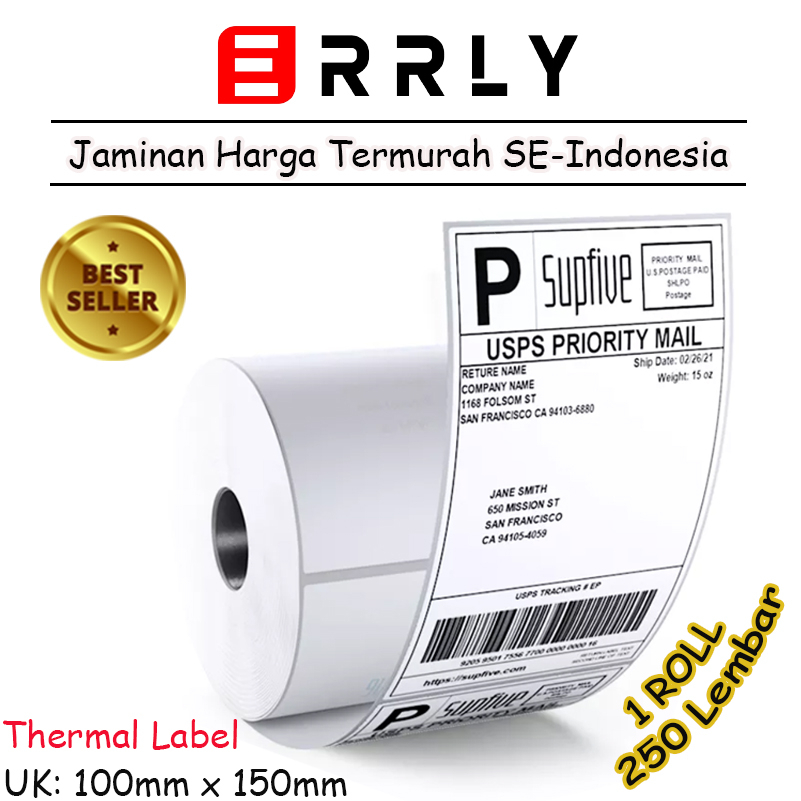 

LABEL BARCODE STICKER THERMAL 100X150 MM ISI 250 PCS | UKURAN A6