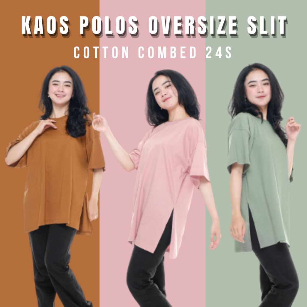 	 Kaos Polos Oversize High Slits Cotton Combed 24s Premium Oversized Tshirt	