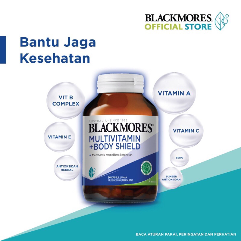 Blackmores Multivitamin Body Shield isi 30 &amp; 60 kapsul / kemasan baru Bio Ace Excell BPOM KALBE