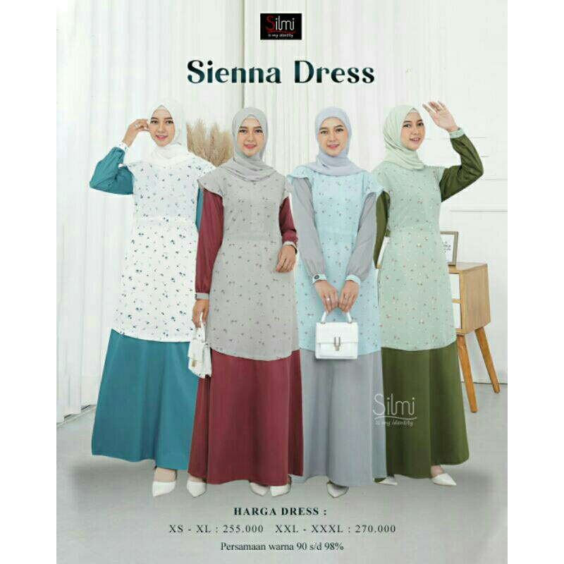 GAMIS KATUN WANITA SIENNA DRESS ORIGINAL SILMI FASHION BAJU BUSANA MUSLIM DEWASA BUSUI BAHAN COTTON 