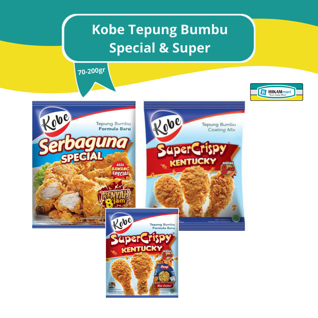 

Kobe Tepung Bumbu Super Special 70-200gr. Termurah, Terlaris