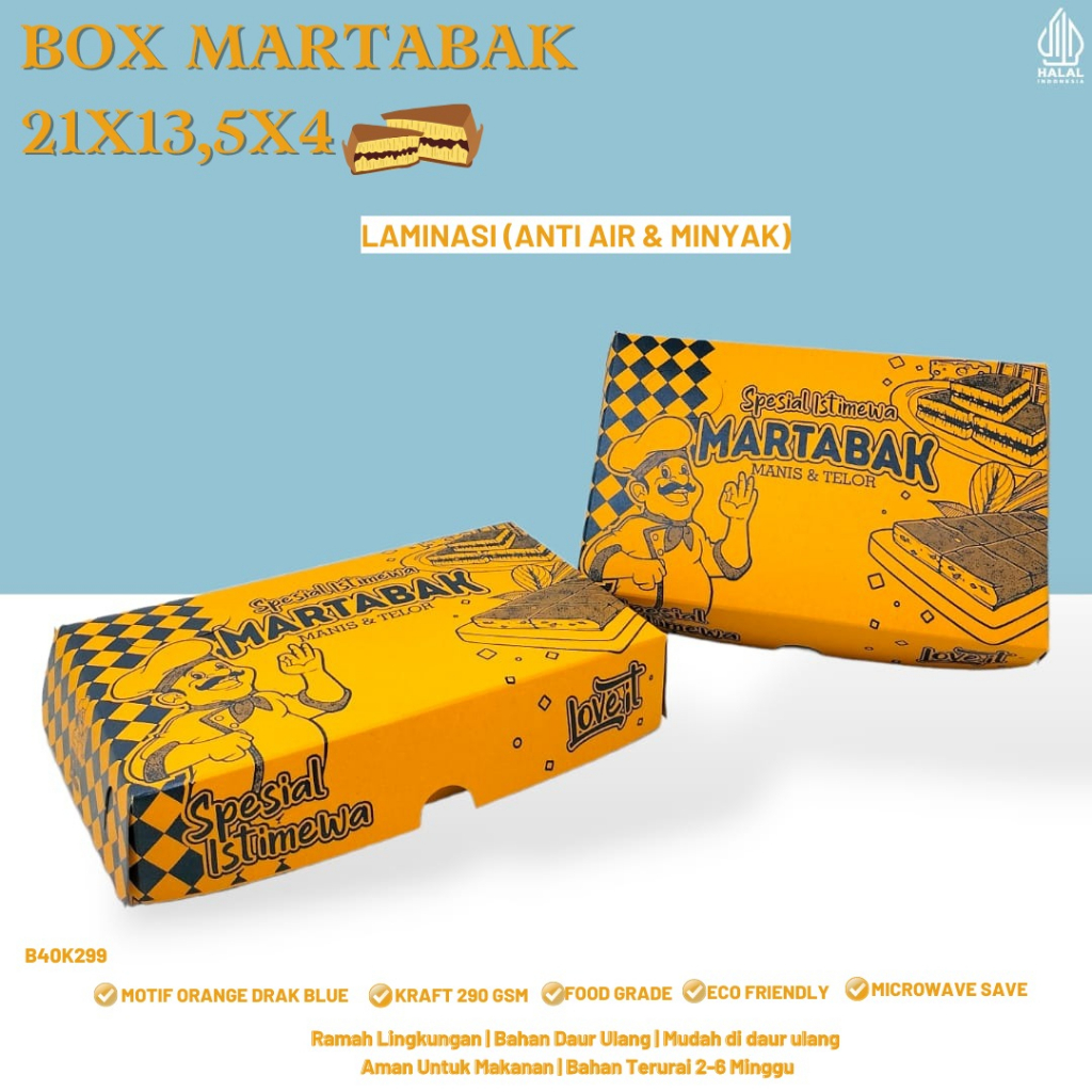 

Box Martabak Laminasi Dus Martabak (B40K299)-21X13.5X4 Cm