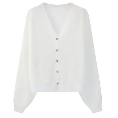 【Elegant】See Through V-neck Button Long Sleeved Cardigan 2097