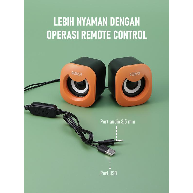 ROBOT Speaker USB RS180 Multimedia Portable / Speaker Music Mini for Gaming Computer Laptop etc Original - Garansi Resmi 1 Tahun