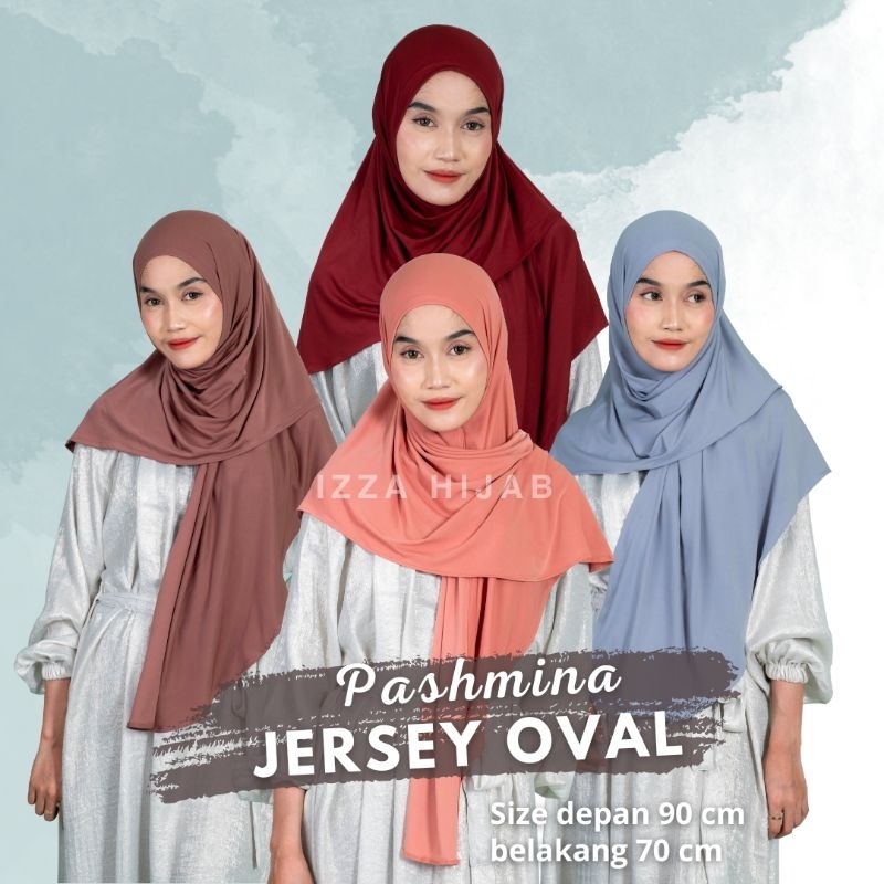 PASHMINA JERSEY OVAL INSTAN ( jahit bawah dagu)