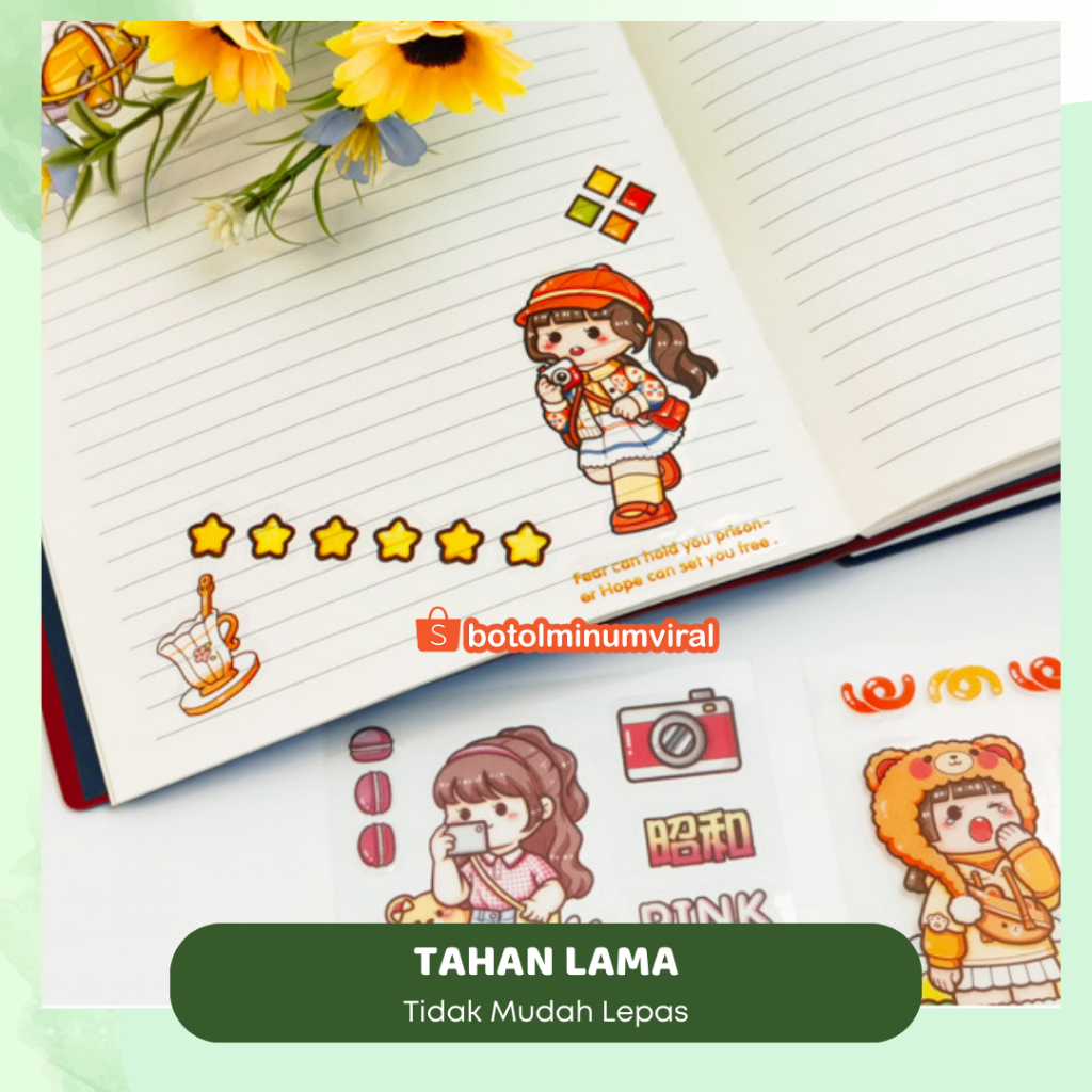 Sticker Viral 100 Pcs Korea Momo Teatime Aesthetic Deco Tahan Air