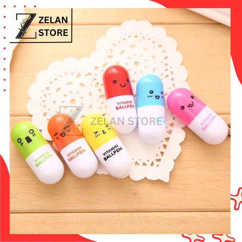

Pulpen Emoticon Vitamin / Pen Unik / Pena Kapsul Stationary Souvenir