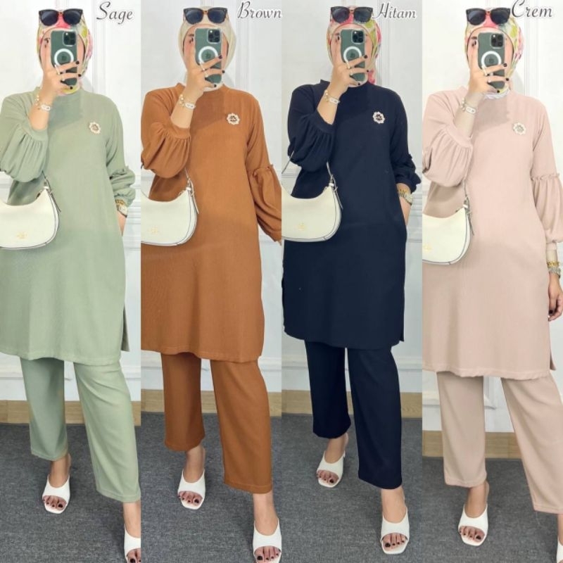 TUNIK UNIQLO~SETELAN KNIT~AMARA SET