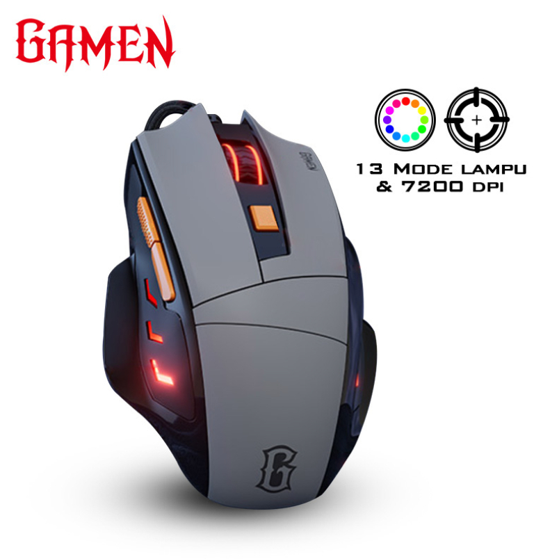 GAMEN Mouse Gaming Wired GM300 7200 DPI Black / Mouse USB / Mouse Gaming dengan Kabel Presisi Tinggi Original - Garansi 1 Tahun