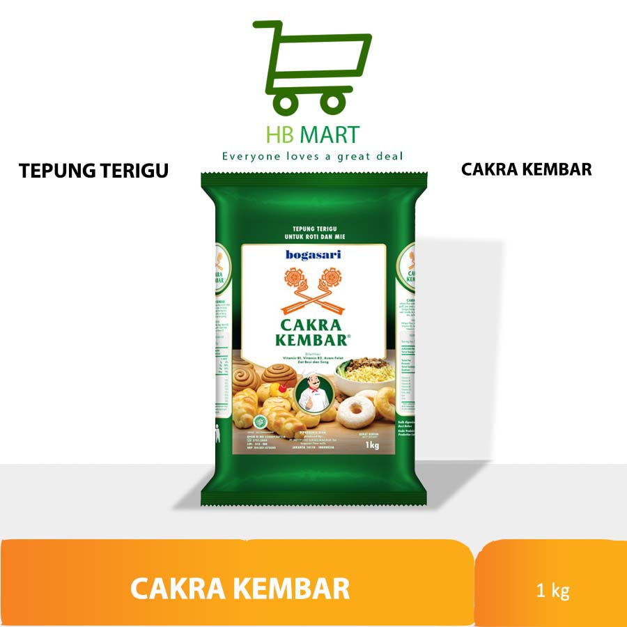 

TEPUNG TERIGU CAKRA KEMBAR 1 KG PREMIUM BOGASARI