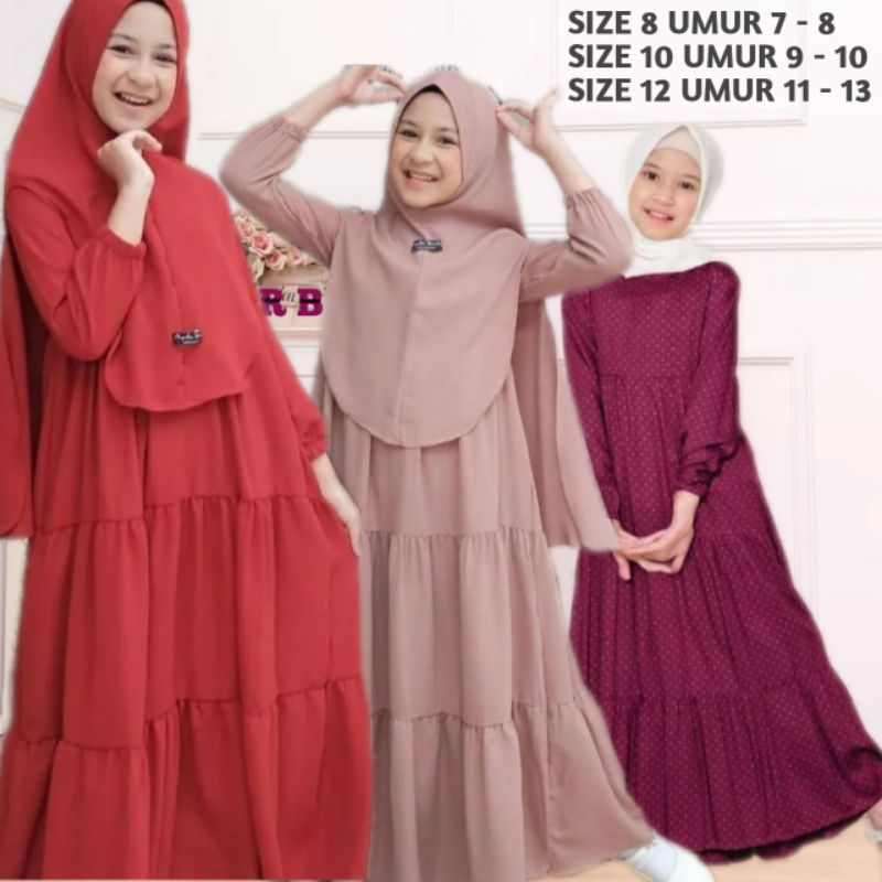 HANUM GAMIS  SUSUN POLOS ANAK REMAJA#GAMIS MUSLIM#GAUN ANAK