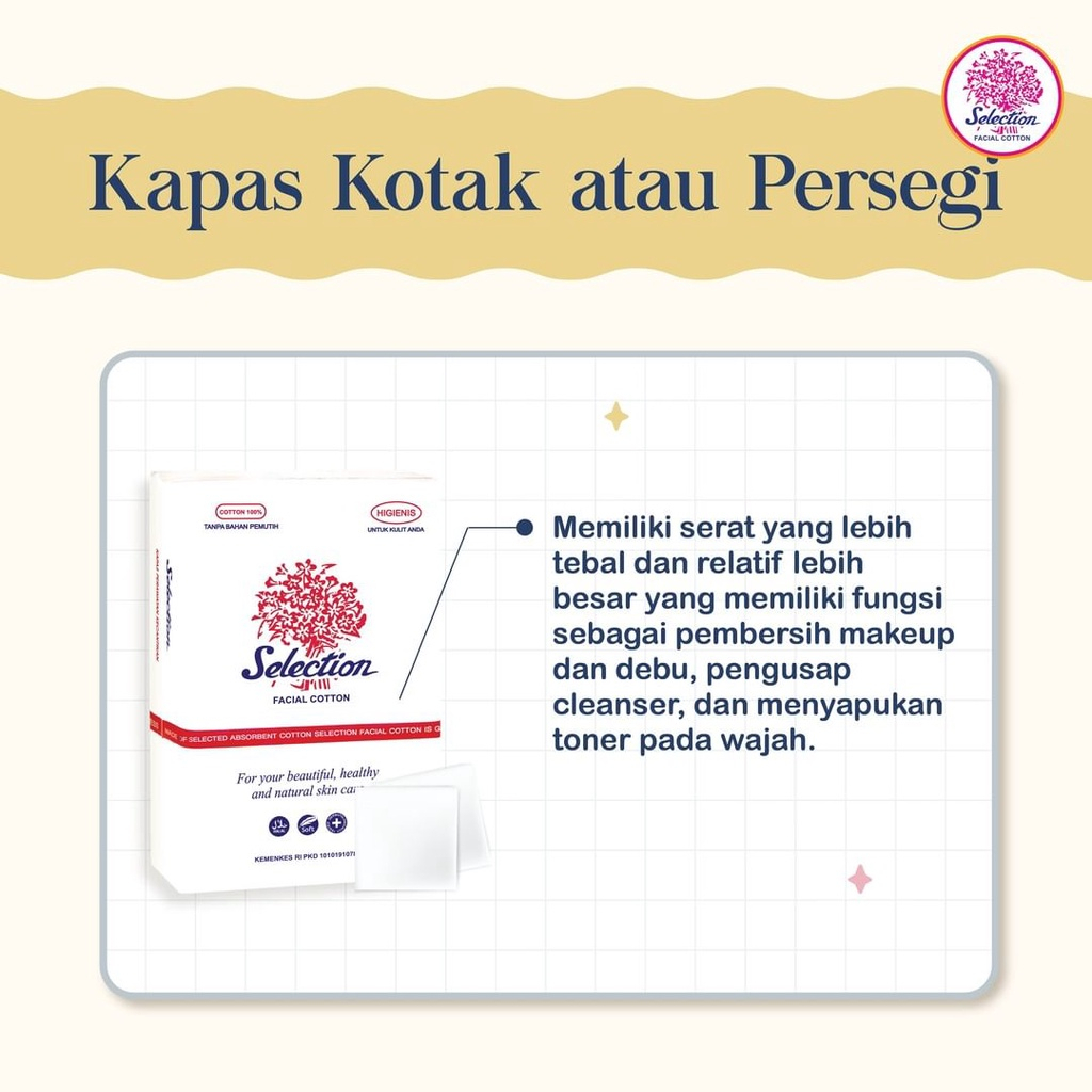 (Bisa COD) KNB KAPAS SELECTION Wajah Facial Cotton 50 gr