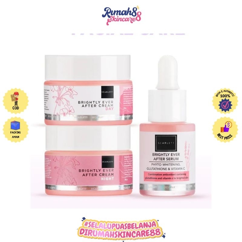 SCARLETT - Triple Combo Brightly Packages Whitening (Serum Bright, Day cream Brightly, Night Cream)