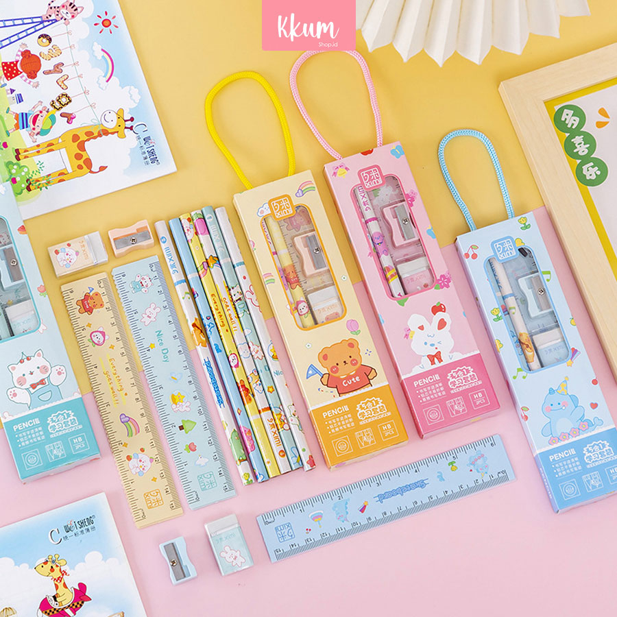 4 in 1 Set stationery souvenir hadiah/ Gift Set paket alat tulis sekolah anak