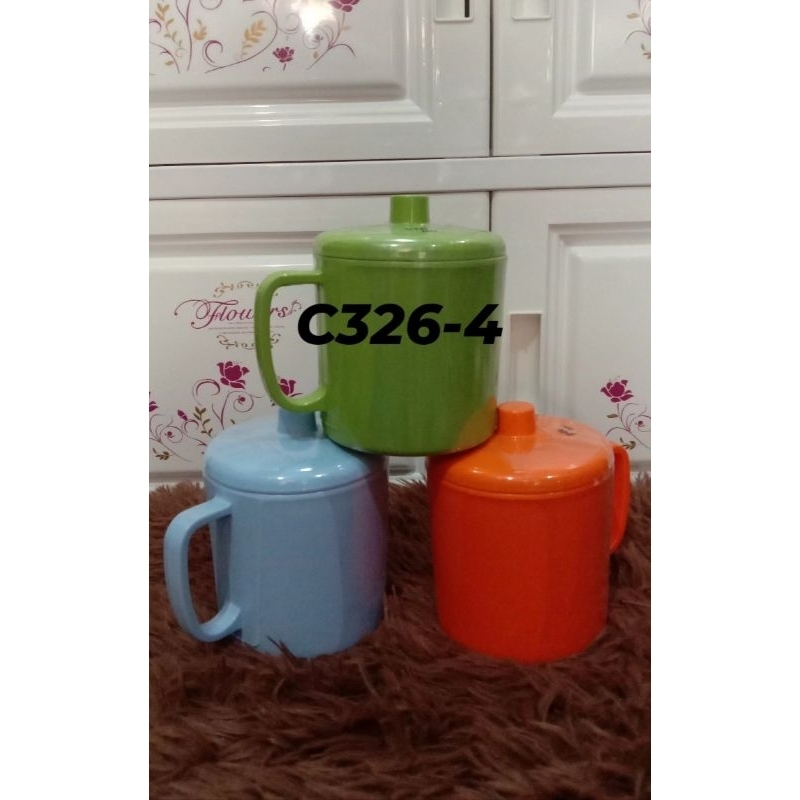 Mug+Tutup Melamine Vanda 4inch Polos l C326-4