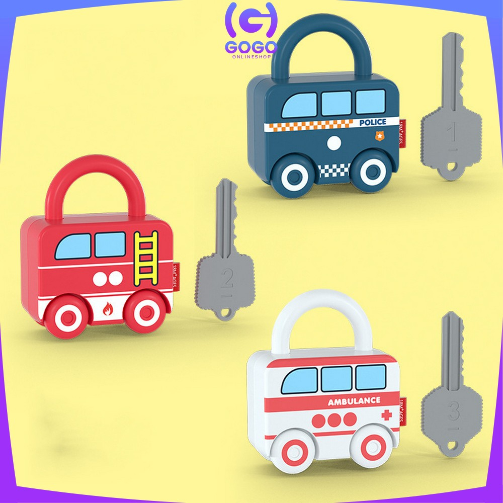 GOGO-M318 Mainan Puzzle Key Set Anak Mainan Kunci Gembok Motif Transportasi / Mainan Edukasi Anak Puzzle Matching Lock / Key Lock Car Kids Import