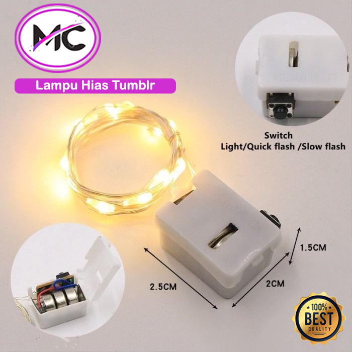 Lampu Led Kawat Tumblr Baterai Hiasan Dekorasi Pot Gift Tumbler Light Untuk Mendekor Kamar Kado