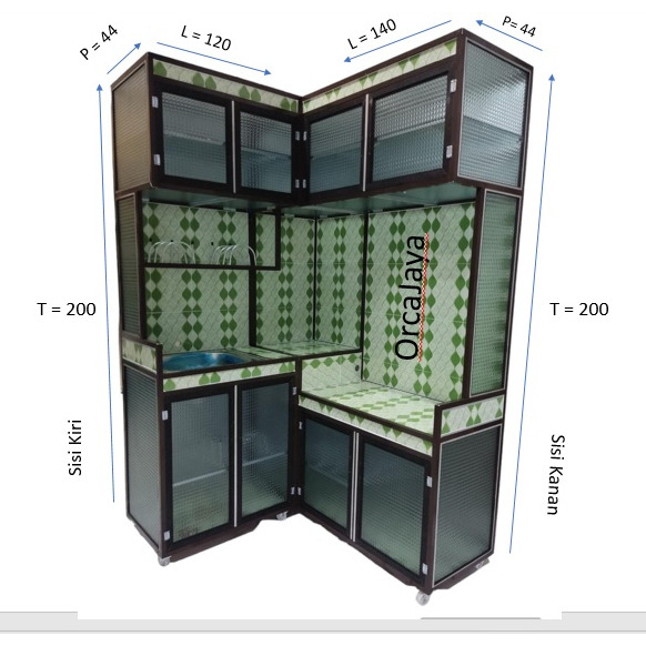 Kitchen Set 4PIntu Aluminium Holo / Rak Piring wastafel 4 Pintu / Rak Piring / Free Ongkir 35km dr b