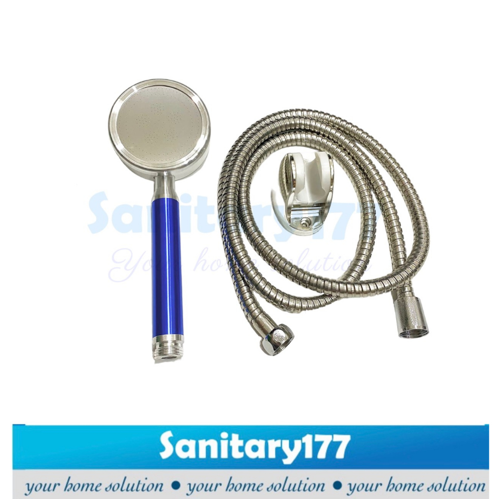 Paket Hemat bundling Shower spa ion hemat air Aluminium 1068 &amp; kran cabang- Hand shower set anti pecah kuat semprotan halus turbo dan kran double stainless