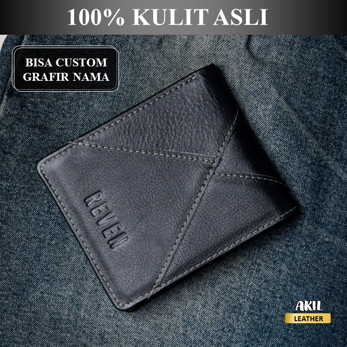 Dompet Lipat Kulit Pria Branded Reven Edmund Leather Wallet Bahan 100% Kulit Sapi Asli Original Premium Cowok Keren Terbaru