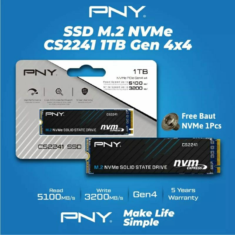 PNY SSD 1TB M.2 NVME CS2241 PCIe Gen4.0