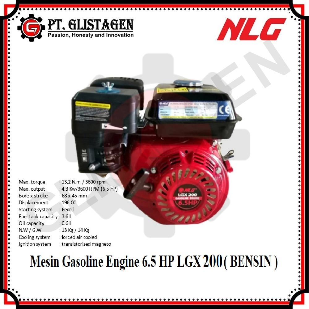 Engine LGX 200 NLG Mesin Penggerak Gasoline Bensin Serbaguna 6.5 HP
