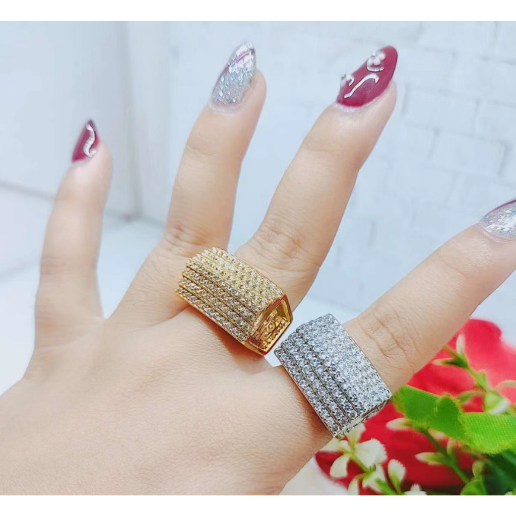 Cincin CC Mata Full Lapis Emas Perhiasan Fashion R125