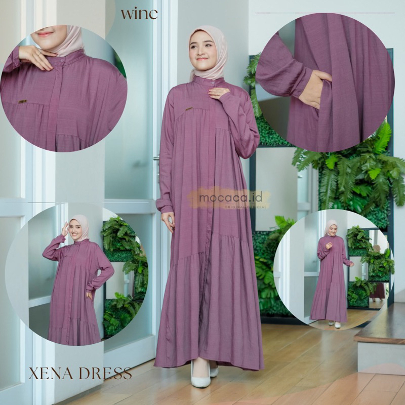 xena dress gamis mocaca softlinen full kancing hidup bisa jadi outer juga bahan adem cantik bisa gosend bandung