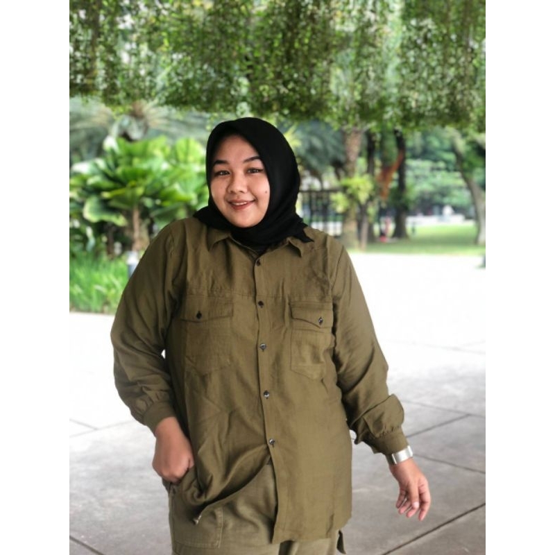 CAMBRIC KEMEJA LINEN SUPER JUMBO KEMEJA BIGSIZE KEMEJA OVERSIZE LD 110 120 130 140 150 COD